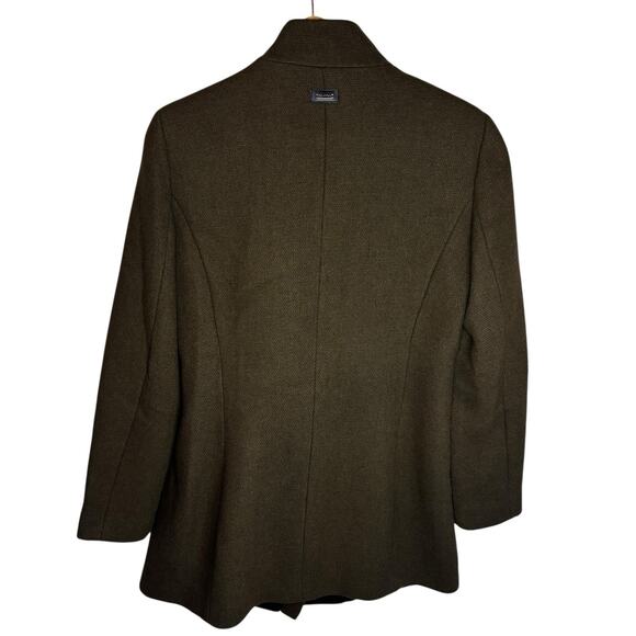 Calvin Klein Wool Cashmere Blend Coat 6 Taupe Gray Asymmetrical Stand Collar - Picture 7 of 14